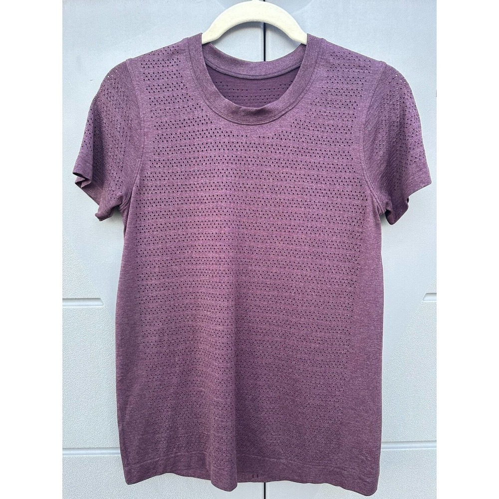 Lululemon Breeze By Short Sleeve Squad Top Dark Purple Adobe Antique Bark Size M